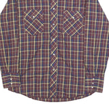 WRANGLER Mens Maroon & Blue Checked Shirt M Western Casual Cotton Blend