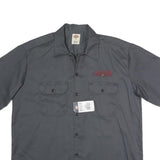DICKIES Mens Grey Work Shirt L Polyester Blend Classic Button-Up Practical