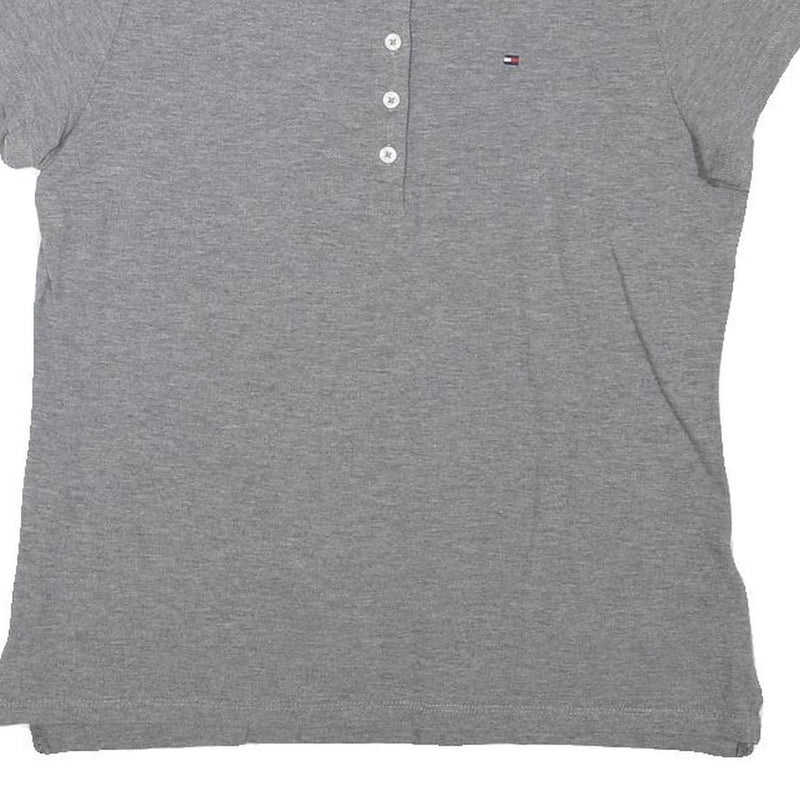 TOMMY HILFIGER Girls Grey Short Sleeve Plain L Polo Shirt Cotton Blend Casual