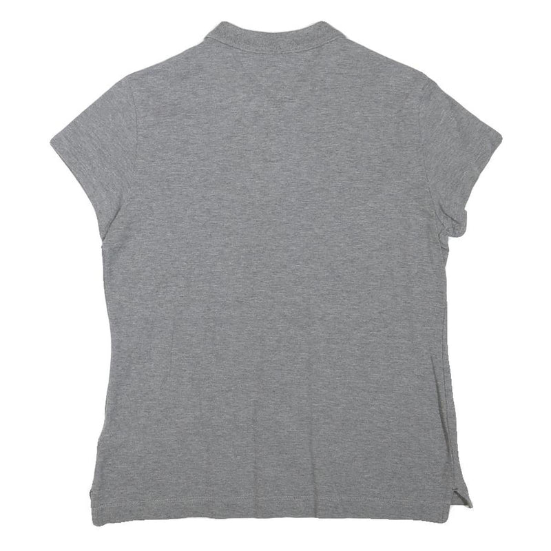 TOMMY HILFIGER Girls Grey Short Sleeve Plain L Polo Shirt Cotton Blend Casual