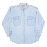CALVIN KLEIN Mens Blue Denim Shirt L Classic Cotton Long Sleeve Button Pocket