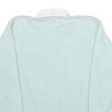 LAND'S END Womens Pale Blue & White Long Sleeve Plain M Cotton Polo Shirt