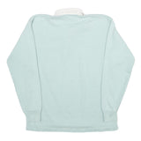 LAND'S END Womens Pale Blue & White Long Sleeve Plain M Cotton Polo Shirt