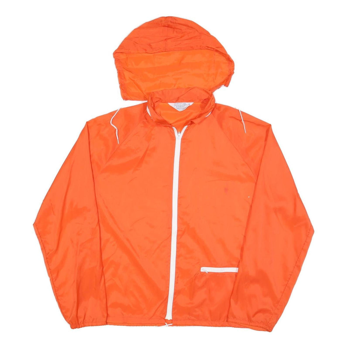 RAINBOW SPORTSWEAR Mens Orange Nylon Hooded Zip Jacket M Plain 