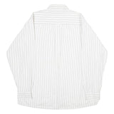 LIBERTY Mens White & Grey Striped Cotton Shirt L Button Front Casual Long Sleeve