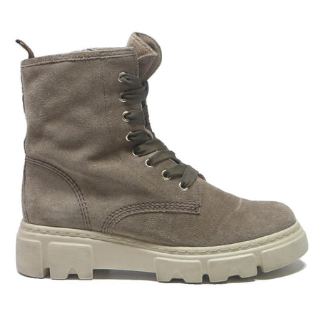 GABOR Womens Lace-Up Suede Boots Beige UK 5 Chunky Sole Casual Fashion