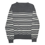 TOMMY HILFIGER Mens Grey & White Patterned Cotton Jumper Crew Neck M Striped
