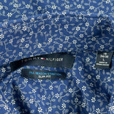 Tommy Hilfiger Slim Fit Patterned Shirt - Large Blue Cotton