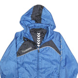 HUMMEL Boys Blue & Black Hooded Zip Sports Jacket 12Y Polyester Blend