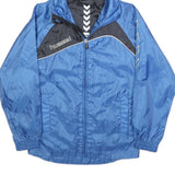 HUMMEL Boys Blue & Black Hooded Zip Sports Jacket 12Y Polyester Blend