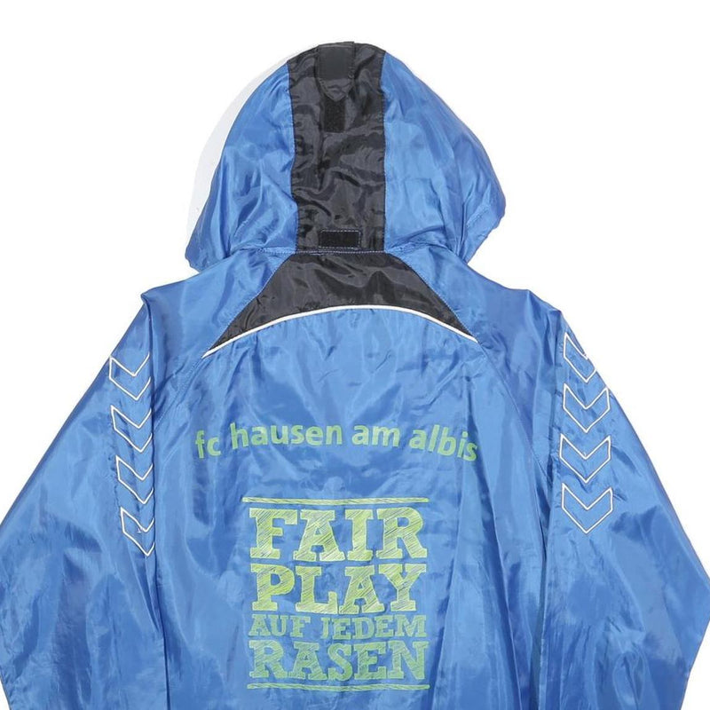 HUMMEL Boys Blue & Black Hooded Zip Sports Jacket 12Y Polyester Blend