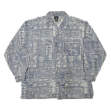 CB Mens Blue & Cream Pattern Cotton Blend Shirt XL Casual Beachwear