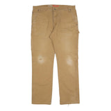 DICKIES Mens Regular Fit Workwear Jeans Beige Cotton Blend Zip W40 L34 Durable