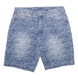 FUBU Mens Shorts Blue Casual Denim M W32 Branded Print Relaxed Fit