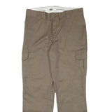 DICKIES Mens Regular Beige Cotton Blend Trousers W36 L31 Cargo Zip Closure