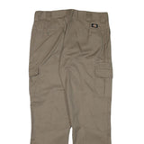 DICKIES Mens Regular Beige Cotton Blend Trousers W36 L31 Cargo Zip Closure