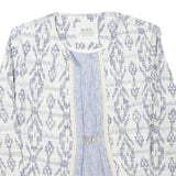 EDC Womens Blue & White Cotton Blend Patterned Button Jacket S Woven Lightweight