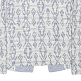EDC Womens Blue & White Cotton Blend Patterned Button Jacket S Woven Lightweight