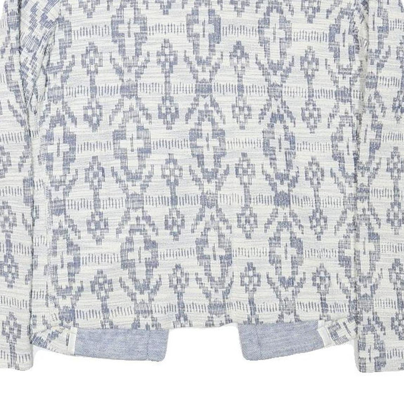 EDC Womens Blue & White Cotton Blend Patterned Button Jacket S Woven Lightweight