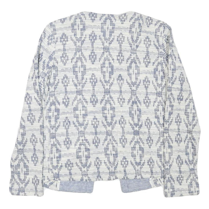 EDC Womens Blue & White Cotton Blend Patterned Button Jacket S Woven Lightweight