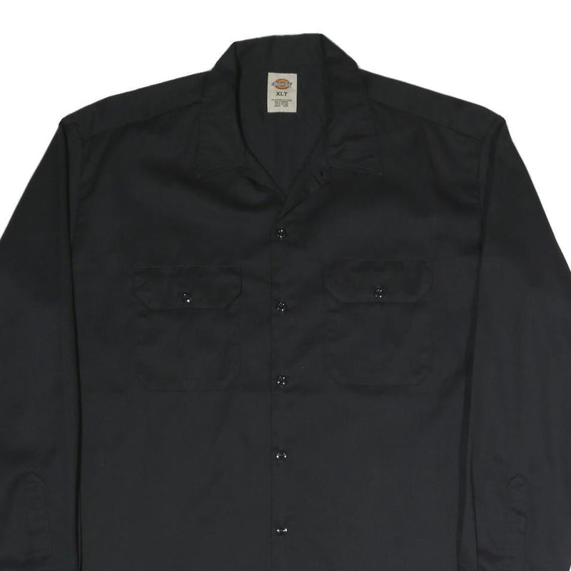 DICKIES Mens Black Work Shirt XL Cotton Blend Durable Utility Button Front