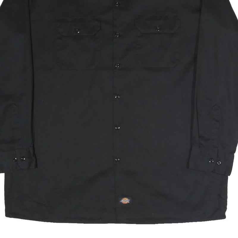 DICKIES Mens Black Work Shirt XL Cotton Blend Durable Utility Button Front