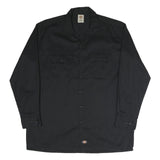 DICKIES Mens Black Work Shirt XL Cotton Blend Durable Utility Button Front