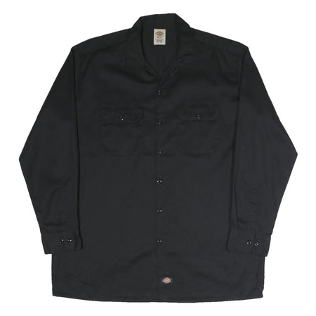 DICKIES Mens Black Work Shirt XL Cotton Blend Durable Utility Button Front