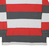 MOSSIMO Mens Red & Grey Striped Long Sleeve Polo Shirt XL Cotton Blend Casual