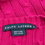 Ralph Lauren Cable Knit Jumper - Large Pink Cotton