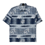Vintage Southpole Floral Hawaiian Shirt - Medium Blue Polyester