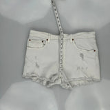 Levis Denim Shorts - 32W UK 12 White Cotton