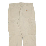 CARHARTT Mens Relaxed Beige Cotton Blend Cargo Trousers W32 L30 Durable Workwear