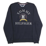 TOMMY HILFIGER Womens Navy Blue Crew Neck L Sweatshirt Cotton Pullover