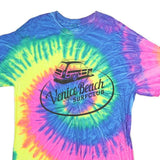COLORTONE Mens Blue & Yellow Tie Dye Venice Beach Surfclub Graphic T-Shirt M