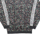 ADIDAS Womens Black Floral Print Crew Neck UK 10 Sweatshirt 3-Stripes