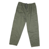 Mens Cotton Blend Olive Green Regular Drawstring Trousers W36 L27 Casual Comfort