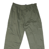 Mens Cotton Blend Olive Green Regular Drawstring Trousers W36 L27 Casual Comfort