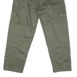Mens Cotton Blend Olive Green Regular Drawstring Trousers W36 L27 Casual Comfort