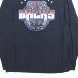 PORT & COMPANY Mens Black Union Mine Backs Graphic T-Shirt Long Sleeve Crew Neck