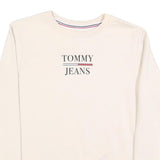 TOMMY JEANS Womens Cream Sweatshirt Crew Neck S Cotton Blend Logo Print