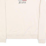 TOMMY JEANS Womens Cream Sweatshirt Crew Neck S Cotton Blend Logo Print