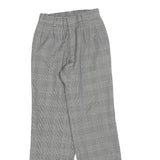 Womens Relaxed Grey Checked Trousers W22 L27 Zip Pattern Straight Leg