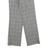 Womens Relaxed Grey Checked Trousers W22 L27 Zip Pattern Straight Leg