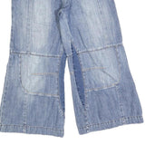 BLEND Womens Light Blue Denim Casual Shorts S W26 Wide Leg Stitch Detail