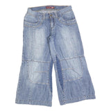 BLEND Womens Light Blue Denim Casual Shorts S W26 Wide Leg Stitch Detail