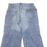 BLEND Womens Light Blue Denim Casual Shorts S W26 Wide Leg Stitch Detail