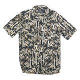 BOCA Mens Black & Beige Pattern Cotton Blend Shirt L Casual Summer Button Up