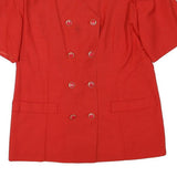 Womens Red Button Closure Polyester Blend Classic Jacket L Short Sleeve Plain