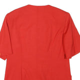 Womens Red Button Closure Polyester Blend Classic Jacket L Short Sleeve Plain